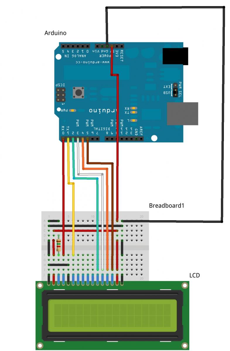 Arduino LCD interfacing diagram